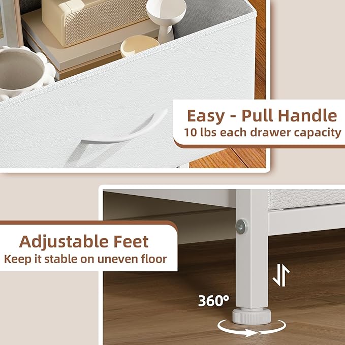Somdot Tall Dresser for Bedroom with 6 Drawers, Storage Organizer Chest of Drawers with Removable Fabric Bins for Closet Beds
