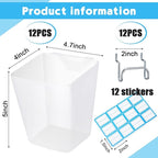 Namalu 12 Pack Pegboard Storage Bins with Labels and Hooks Bulk Peg Board Organizer Accessories Hanging Cup Organizer Pegboar