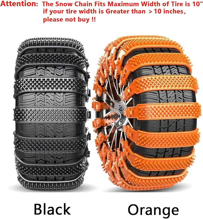 10Pack Heavy Duty Anti Skid Snow Tire Chains Car Winter Wheels Chain Universal Cable Tire Belts, 2025 Reusable TPU Non-Slip Z