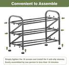 3-Tier Shoe Rack for Closet, 16"-32" Expandable ShoeRackAdjustable for Entryway Closet Doorway SturdyMetal, Black
