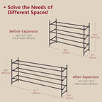 Tajsoon 3 Tier Expandable Shoe Rack for Closet, 28“-41“Adjustable & Stackable Shoe Shelf Storage, Metal Shoe Rack Organizer f