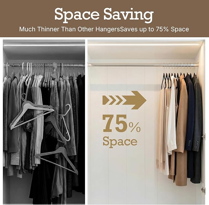HOUSE DAY Premium Velvet Hangers, Non-Slip Thin Flocked Felt Hangers, Sturdy Clothes Hangers Heavy Duty Coat Hangers & Suit H