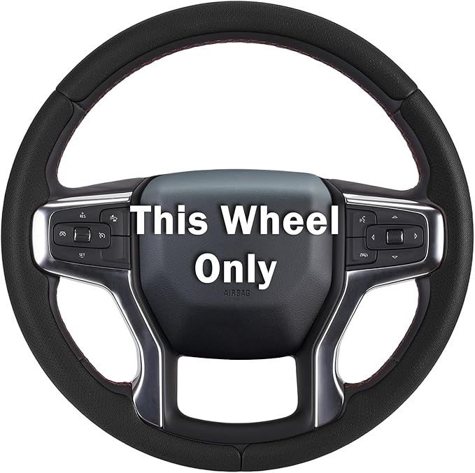 Steering Wheel Cover for Chevy Silverado 1500 2019-Present/ 2500 3500 2020-Present/Blazer 2019-Present (Gasoline Models)/ Suburban Tahoe 2021-2024, Car Steering Wheel Cover Accessories for Chevrolet