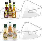 Lazy Susan Cabinet Organizer Bins for 26"/ 28"/ 32" Diameter Corner Organizer, Plastic Cabinet Storage Bin, 1/8 Wedge - Food 