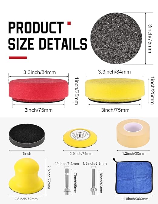130Pcs Headlight Restoration Kit, 3 Inch Wet Dry Sanding Discs 80-5000 Grit with Drill Attachments & Polishing Pads, Car Head