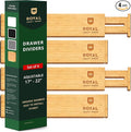 Bamboo Drawer Dividers Organizers, Adjustable Drawer Separator Splitters, 17–22 Inches Expandable Drawer Divider Organizer fo