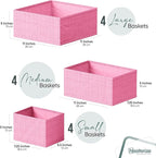 Drawer Organizer Clothes Set of 12 Pink - Dresser Organizer For Nursery, Bedroom, Closet - Perfect Baby Clothes Organizer and