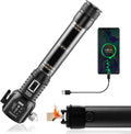 18-in-1 Solar/USB Rechargeable Car Emergency Flashlight Tool - Auto Safety Hammer Glass Breaker, Seatbelt Cutter, Flameless F