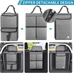 Car Trunk Organizer with Cooler, Hanging Organizers with Large Pockets, Zippers Detachable Seat Back Storage, Waterproof for Jeeps, SUVs
