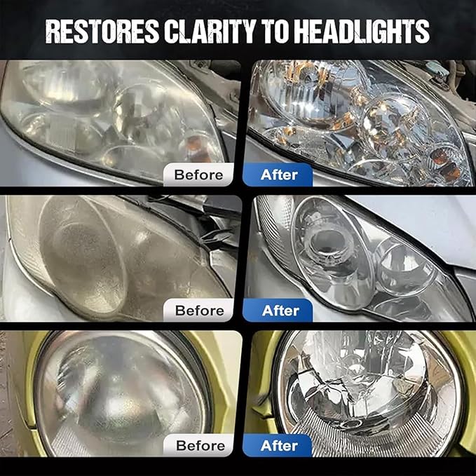 Headlight Cleaner, Headlight Restoration Kit, Automotive Headlamp Restoration Fluid Kit, Q4 Headlight Restoration, for All Ve