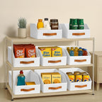 Homsorout Fabric Storage Bins for Organizing - 6 Pack Large Trapezoid Collapsible Storage Bins with Front Handle, Closet Orga