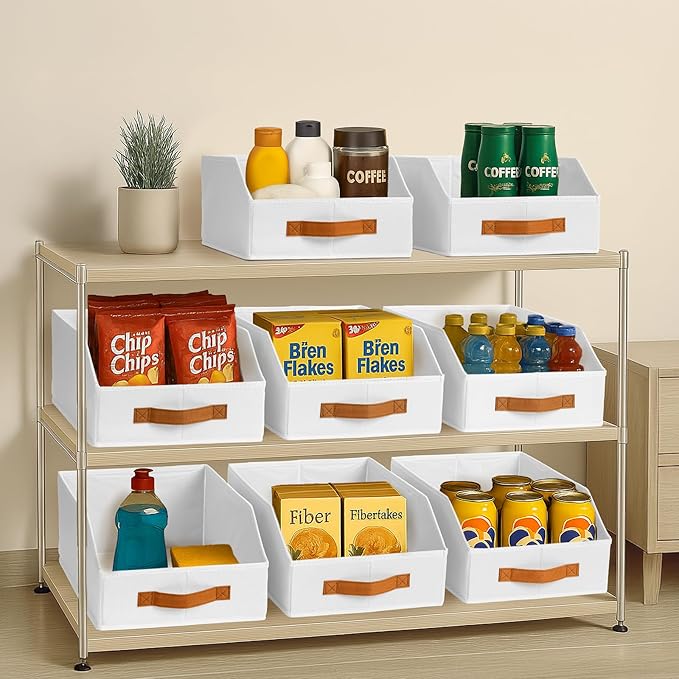 Homsorout Fabric Storage Bins for Organizing - 6 Pack Large Trapezoid Collapsible Storage Bins with Front Handle, Closet Orga