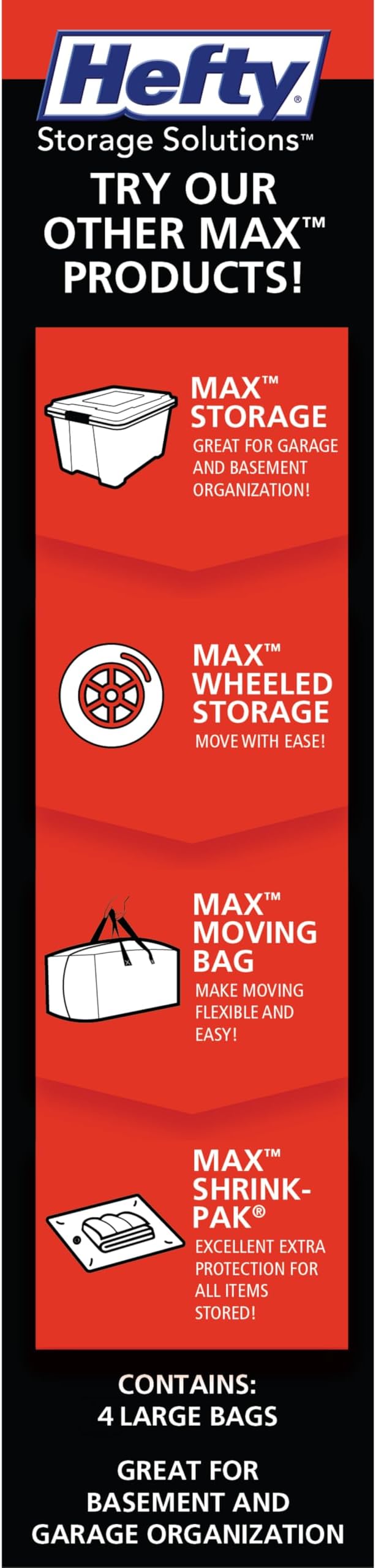 Hefty MAX Shrink-Pak Vacuum Seal Storage Bags for Clothing, Travel, Bedding | Tear & Water Resistant, Dual-Valve Space Saver 