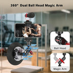 Camera Suction Mount with Ball Head Magic Arm, 5.1"/13cm Metal Air Pump Vacuum Suction Cup Camera Mount on Car Boat Windshield Dash Desk for DSLR/Action Camera/Phone Holder with 1/4" 3/8" ARRI Holes