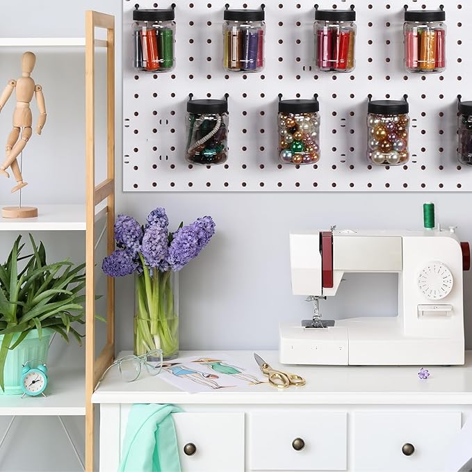 Unittype 20 Set Pegboard Organizer Accessories Peg Boards Jars with Lids Plastic Pegboards Bins Storage Containers Clear Peg 