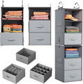 Pipishell 6-Shelf Hanging Closet Organizer with 2 Separable 3-Tier Shelves, 3 Drawers & Side Pockets Closet Organizers and St