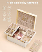 Lolalet Jewelry Box Organizer for Women Girls, 2 Layer Jewelry Organizers and Storage for Necklace Earrings Rings Bracelets, 