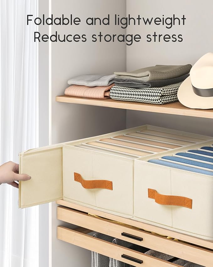Homsorout Closet Organizers and Storage - Fabric Clothes Organizer with Handles, Foldable Jeans Organizer for Clothes, Drawer