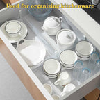 4 Pcs Drawer Dividers for Clothes, 3.15" High 11.34"-19.69" Adjustable Expandable Dresser Drawer Organizer, Clear Plastic Sep