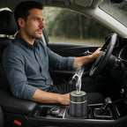 100ML Car Diffuser, USB Rechargeable Battery Operated, Powered Cordless Essential Oil Humidifier, 7 LED Color Lights 2 Timer 