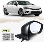 Right Passenger Side Mirror Fits 2022-2025 HONDA CIVIC Sedan/Hatchback With Power Glass, Heated, Blind Spot Detection and Manual Folding Match to Crystal Black Pearl Replace HO1321351 (7 Pins)