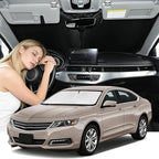Windshield Sunshade for Chevrolet Impala 2014-2020 Sun Shade Car Windshield Accessories Upgrade 4 Layers Blocks UV Rays Custom Fit Impala 240T Car Window Shades Windshield Keep Cool Foldable