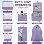 BAGAIL 9 Set Packing Cubes with Packing List Luggage Packing Organizers for Travel Accessories (Dusty Purple)