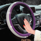 New Diamond Leather Steering Wheel Cover with Bling Bling Crystal Rhinestones, Universal Fit 15 Inch Car Wheel Protector for 