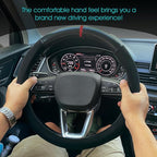 Carodi Car Suede Carbon Fiber Steering Wheel Cover car Anti-Skid Leather car Interior Accessories Decoration 15 inch Universal (Black)