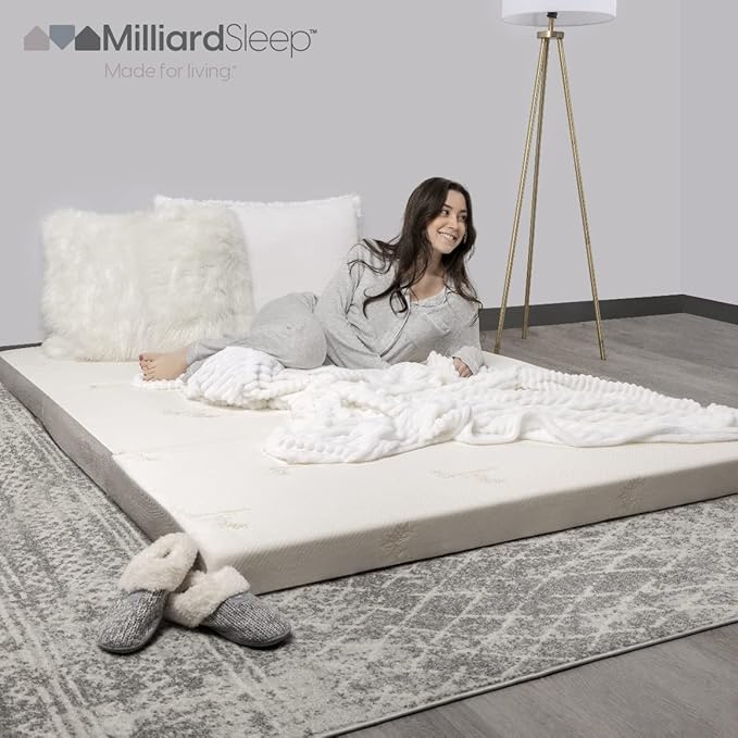 Milliard Trifold Mattress, Queen Size, 4 inch, Portable Foldable Mattress Queen with Medium Firm Foam, Washable Cover, Tri-Fo