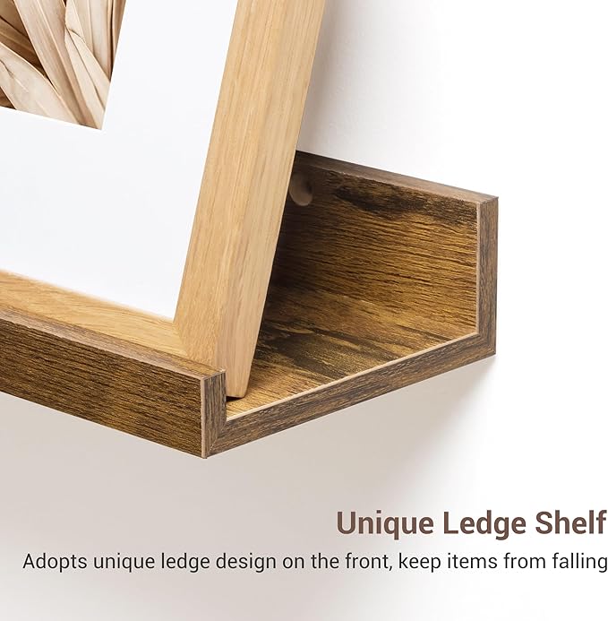 Axeman 48 Inch Floating Shelves | Brown Picture Ledge Shelf Set of 3 | Rustic Brown Wood Wall Shelves with Lip | 48" Picture 