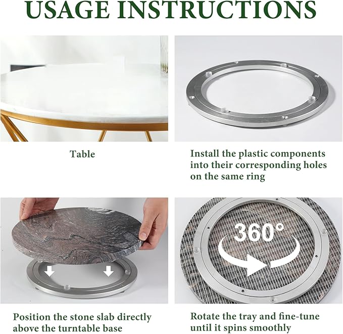 Koville 12'' Marble Lazy Susan Marble Turntable for Kitchen Dinning, Lazy Susans Organizer for Cabinet, Serving Rotation Spin