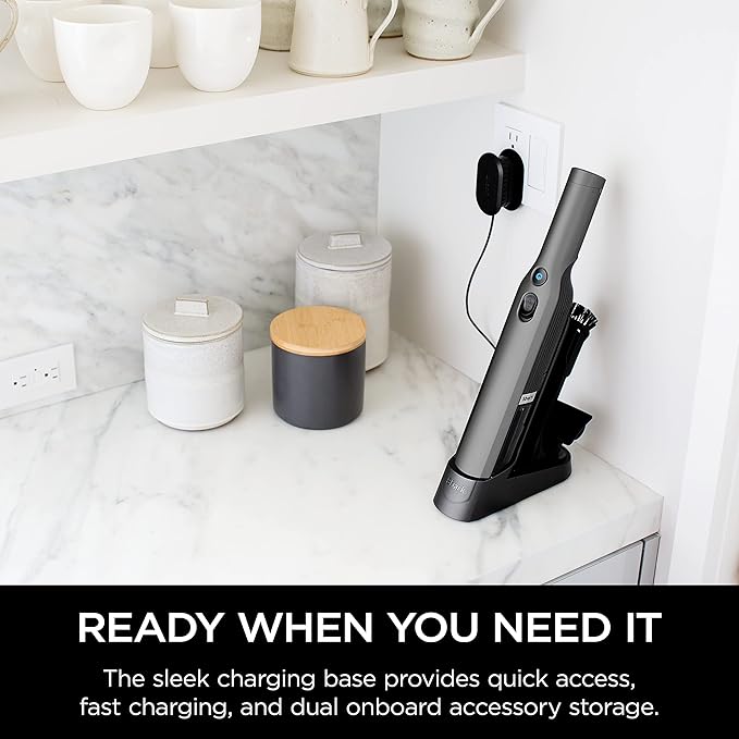 Shark WV201 WANDVAC Handheld Vacuum, Lightweight at 1.4 Pounds with Powerful Suction, Charging Dock, Single Touch Empty and D