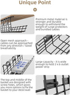 2 Pack DELAMU Under Desk Cable Management Tray, Large Metal Cord Organizer, Office & Home Cord Wire Management Under Desk She