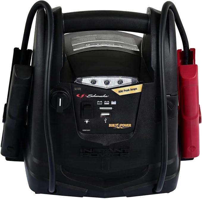 Schumacher Electric 800A Car Battery Jump Starter and Portable Power Station, 4-in-1 Solution, 150-PSI Air Compressor,