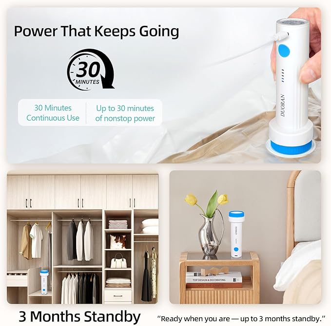 Hanging Vacuum Storage Bags with Electric Pump – 6 Pack (3 Long, 3 Short) Hanging Vacuum Seal Bags for Clothing, Closet Organ