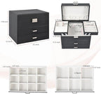 Dajasan Jewelry Organizer Box, Large Jewelry Boxes for Women Girls, Space-Saving 4 Layers Jewelry Storage Case with Drawer, M