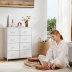 DUMOS Dresser for Bedroom with 8 Fabric Drawers, Tall Chest Organizer Units for Clothing, Closet, Kidsroom, Storage Tower wit