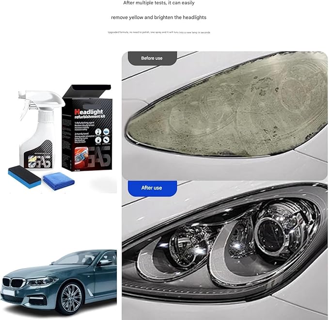 Q1forHeadlight Cleaner, Automotive Headlamp Restoration Fluid Kit, Headlight Restoration Kits, Improve Nighttime Visibility F