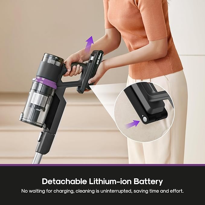 EurekaCordless Vacuum - 50 Min Runtime for Large Homes, 5.5 lbs Lightweight, Ideal for Pet Hair & Allergies on Hardwood & Car