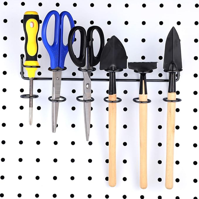 Ripeng 4 Pieces Pegboard Screwdriver Holders Peg Board Organizer Accessories Multi Ring Tool Holders Six Tool Organizer Racks
