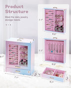 Homde Jewelry Organizer Girls Women Jewelry Box for Necklaces Rings Earrings Gift Bracelets Storage Case (Blue - Pink Gradien