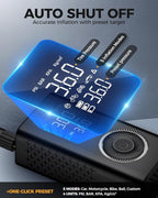 Tire Inflator Portable Air Compressor with Type-C Charging, Digital Pressure Gauge, LED Light, Smart Air Pump for Car, Motorcycle, Bike, Ball