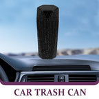 iplusmile Bling Car Trash Can with Lid, Black Rhinestone Sparkly Auto Garbage Bin for Women Girls, Mini Vehicle Waste Container Organizer for Cup Holder, Interior Decor Accessories