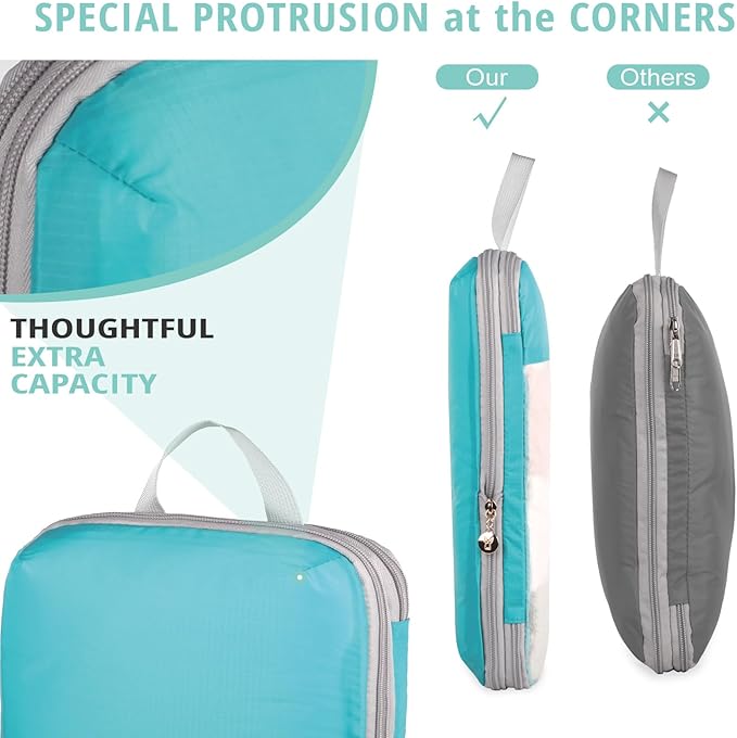 See Through Expandable Compression Packing Cubes, Mesh Travel Packing Cubes for Suitcases, Lightweight Organizers Bag Set for