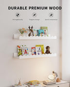 Shario Nursery Book Shelves, 8-Pack White Floating Shelves for Wall Kids, Scalloped Shelves, Wall Book Shelves for Bedroom Ki