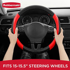 Rubbermaid Steering Wheel Cover – Universal Fit 14.5"–15" Steering Wheel Cover, Anti-Slip Grip, Breathable Leather, All-Seaso