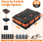 DUMOS Car Rooftop Cargo Carrier 20 Cubic Feet, Car Roof Waterproof PVC Bag, with Anti-Slip Mat,Combination Luggage Lock, Reinforced Straps & Door Hooks,Fit Vehicles with/Without Roof Racks