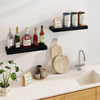 Fun Memories Floating Shelves for Wall, 24Inch Floating Shelves Set of 2, Hanging Shelf with Invisible Brackets, Wood Shelves