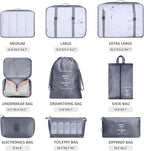 Mossio 9 Set Packing Cubes with Shoe Bag & Electronics Bag - Luggage Organizers Suitcase Travel Accessories